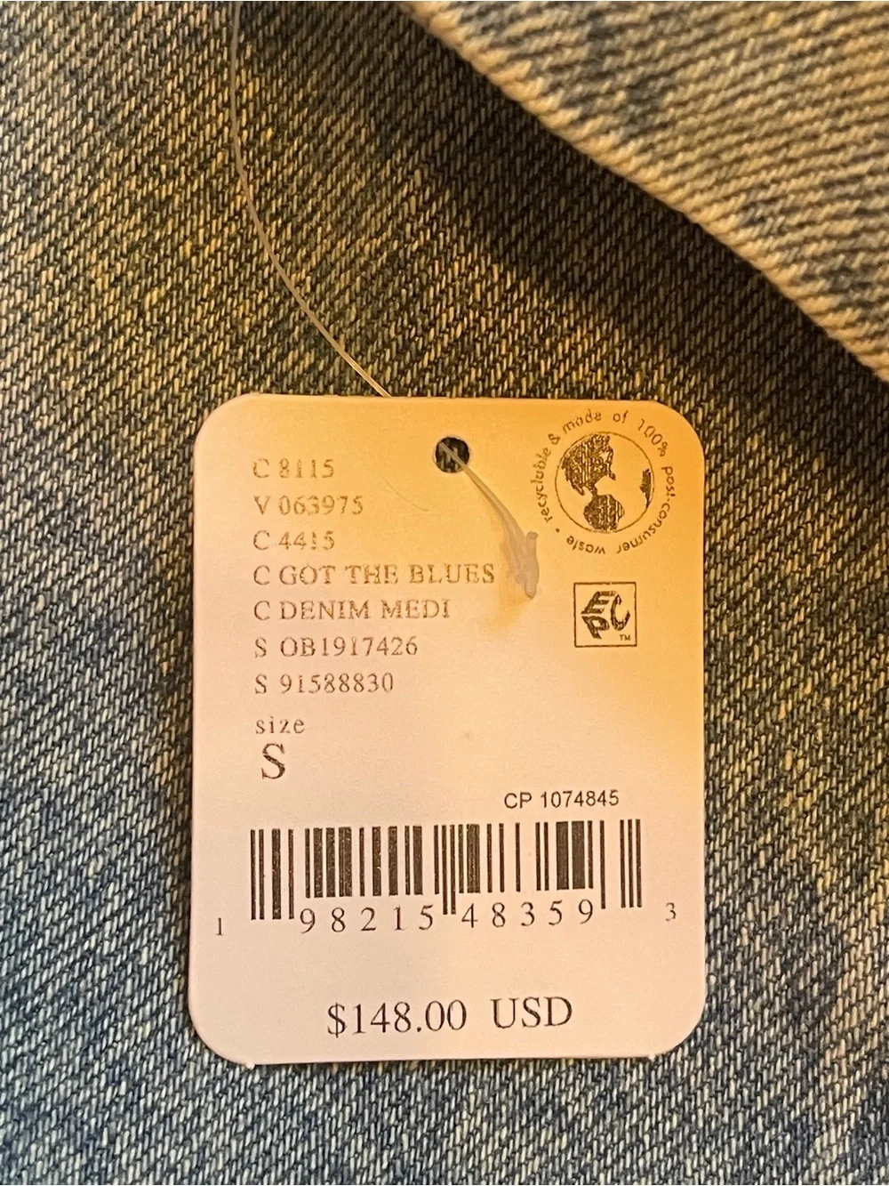 FREE PEOPLE We The Free Avery Denim Jacket / Got The Blues Sz S NWT - Picture 8 of 13